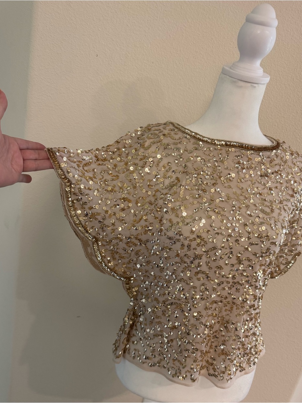 Adrianna Papell Gold Sequin Embellished Crop Top